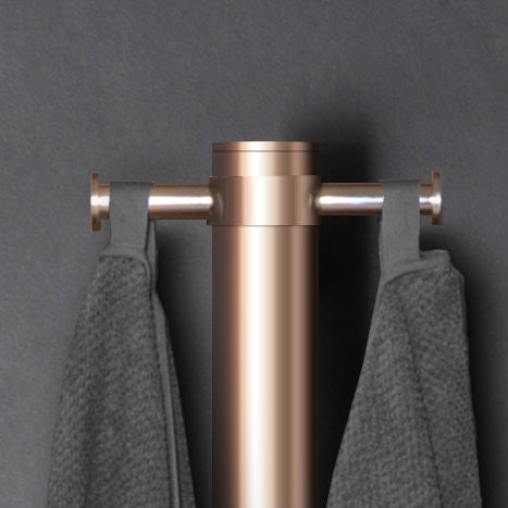 HYDROTHERM Bespoke Tube Series Hook Hydrotherm Robe Hook for Verticle bar only Brushed Rose Gold Copper Brushed Rose Gold Product Code HTR 03RG ACS Designer Bathrooms